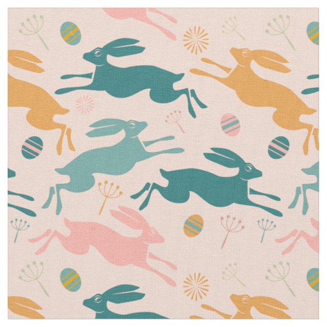 Hopping Ostersonniges Muster Stoff (Nahaufnahme)