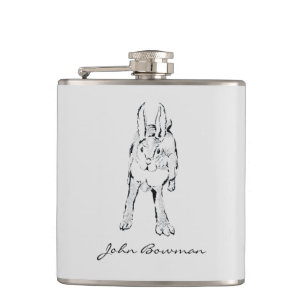 Hopping Wildes Kaninchen / Personalisierter Name Flachmann