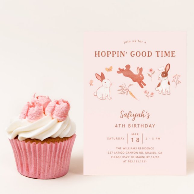 Hoppin's Good Time Bunny Girl Birthday Party Einladung (Von Creator hochgeladen)