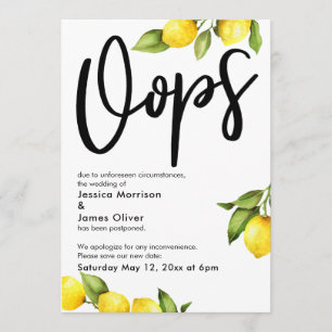 Hoppla Aquarell-Limonen Hochzeit verschoben Grußka Einladung