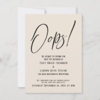 Hoppla! Funny Delayed Wedding Simple Cream Card
