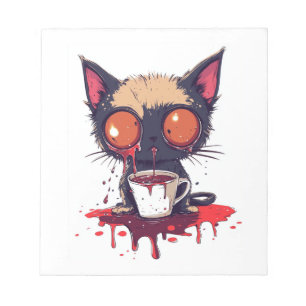 Hoppla Miau Traurige Kawaii-Katze Kaffeeliebhaber Notizblock