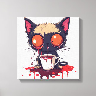 Hoppla Miau Traurige Kawaii-Katze Kaffeeliebhaberi Leinwanddruck
