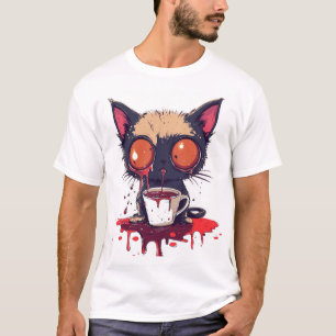 Hoppla Miau Traurige Kawaii-Katze Kaffeeliebhaberi T-Shirt