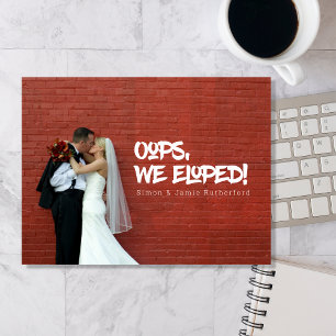 Hoppla, wir sind durchgebrannt - Foto-Hochzeitsanz Ankündigungspostkarte