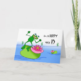 Hoppy 15. Geburtstag, Funny Frog Karte