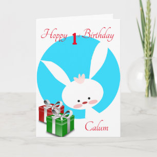 Hoppy 1. Geburtstag Boys Rabbit Karte