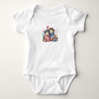 "Hoppy" 4. Juli Independence Day Frogs Design Baby Strampler