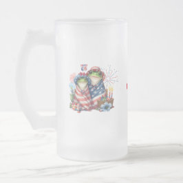 "Hoppy" 4. Juli Independence Day Frogs Design Mattglas Bierglas