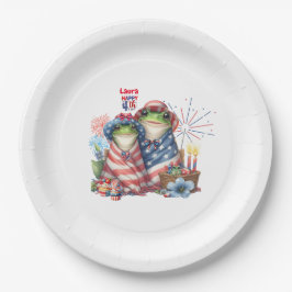 "Hoppy" 4. Juli Independence Day Frogs Design Pappteller