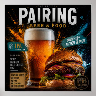 Hoppy-Bier-und-Burger-Paarung-Kunstposter Poster