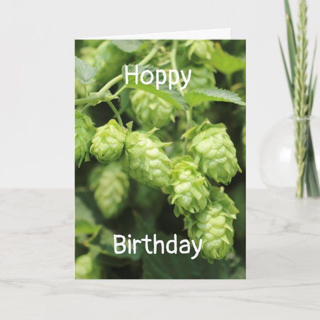 Hoppy Birthday greeting: wild hops Karte (Vorderseite)