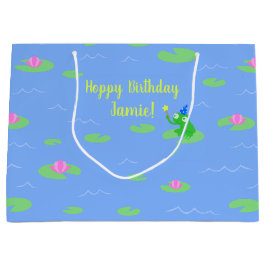 Hoppy Birthday Niedlich Frog Funny Text Geschenkta Große Geschenktüte