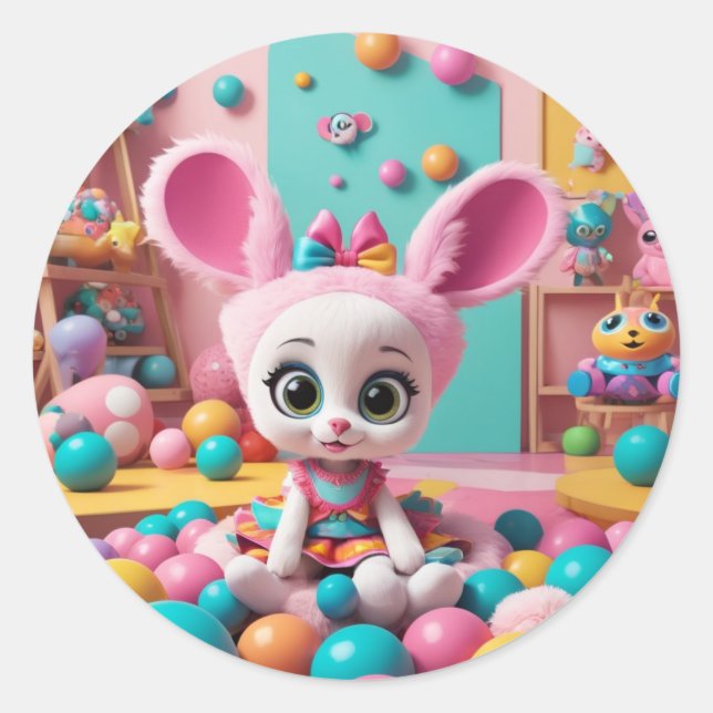 "Hoppy Bunny - Niedlicher Kaninchenaufkleber" Runder Aufkleber (Vorderseite)