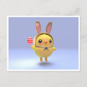 Hoppy Chickling- Easter chicklet with bunny hat Feiertagspostkarte