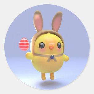 Hoppy Chickling- Easter chicklet with bunny hat Runder Aufkleber