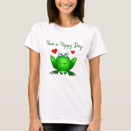 Hoppy Day Niedlich Green Frog w Hearts T-Shirt