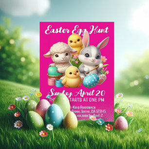 Hoppy Easter Egg Jagen Niedliches Hübsches Hühnerl Einladung