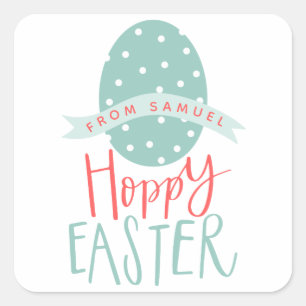 HOPPY EASTER EGG QUADRATISCHER AUFKLEBER