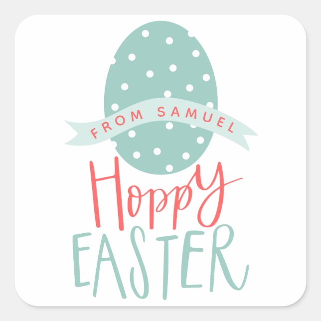 HOPPY EASTER EGG QUADRATISCHER AUFKLEBER (Vorderseite)