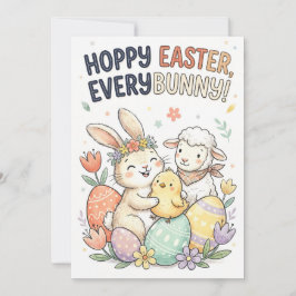 Hoppy Easter, Everybunny! - Cute Easter Greeting Feiertagskarte