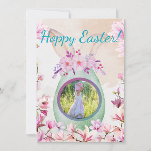 Hoppy Easter green egg photo Einladung