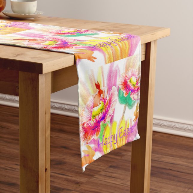 Hoppy Floral Bunny Tablerunner Großer Tischläufer (Beispiel)