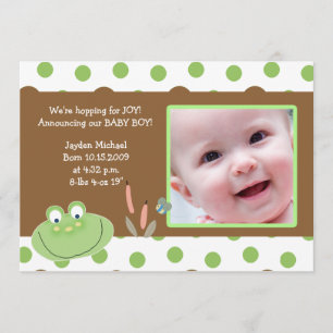 HOPPY FROG Baby Foto Geburtsankündigung Ankündigung