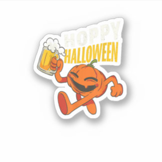 Hoppy Halloween Beer Drinking Pumpkin Halloween Aufkleber