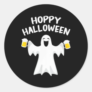 Hoppy Halloween Fun Halloween Niedlich Ghost Beer  Runder Aufkleber