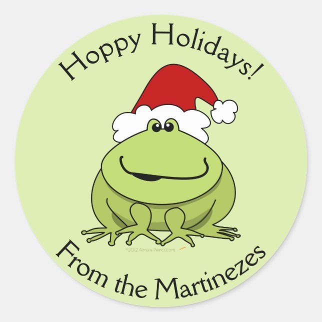 Hoppy Holidays Frozen Weihnachtskleber personalisi Runder Aufkleber (Vorderseite)