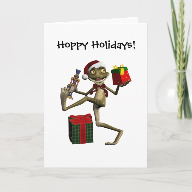 Hoppy Holidays Père Noël Frog Carte blanche (Devant)