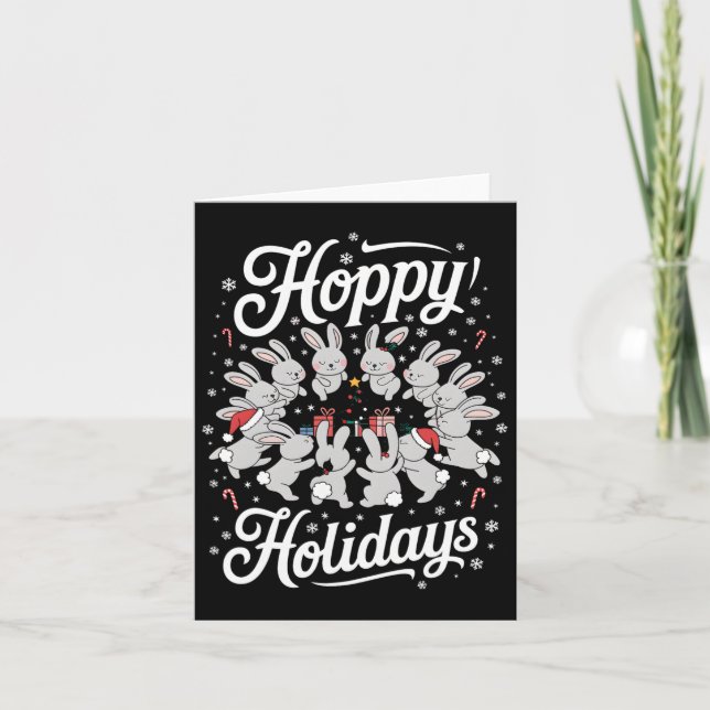 Hoppy Holidays Rabbit Lover Weihnachtsfamilie Karte (Vorderseite)