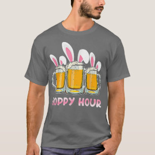 Hoppy Hour Funny Oster Bierbraun Pink Bunny Oars D T-Shirt