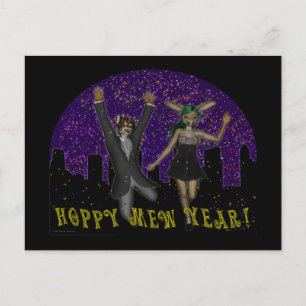 Hoppy Mew Year Postcard Postkarte
