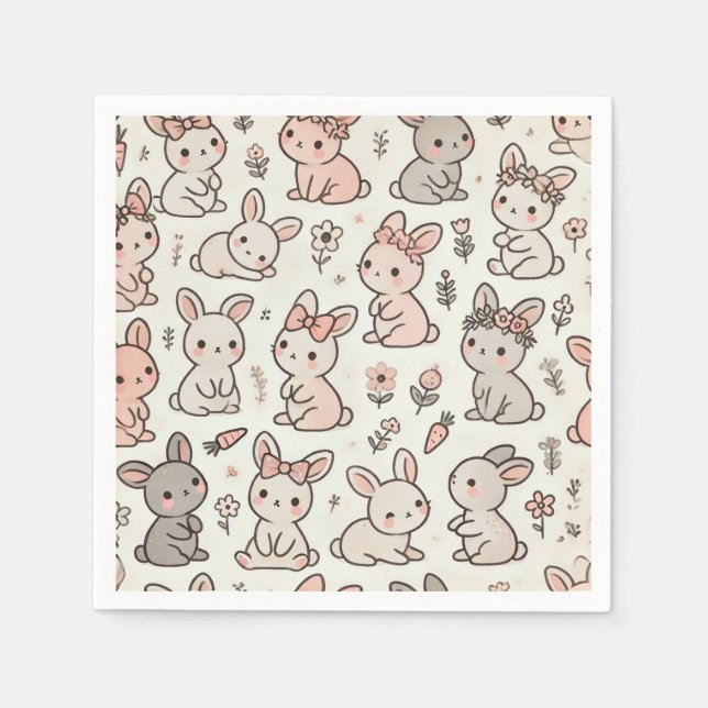 Hoppy Moments: Bunny Baby Shower Paper Napkins Serviette (Vorderseite)