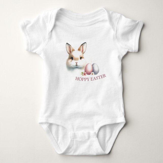 Hoppy Oaster Baby Bodysuit - Sonnengesicht & Eier Baby Strampler (Vorderseite)