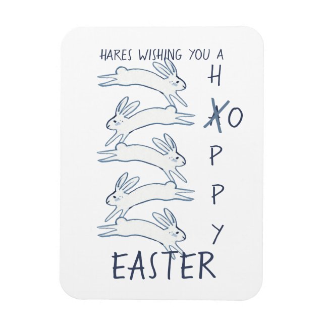 Hoppy Oaster Blue Rabbit Hare Simple Zeichnend Nie Magnet (Vertikal)