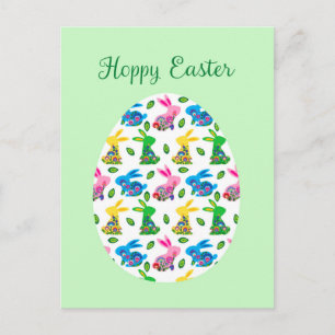 Hoppy Oaster Bunnies Minzgrün Postkarte