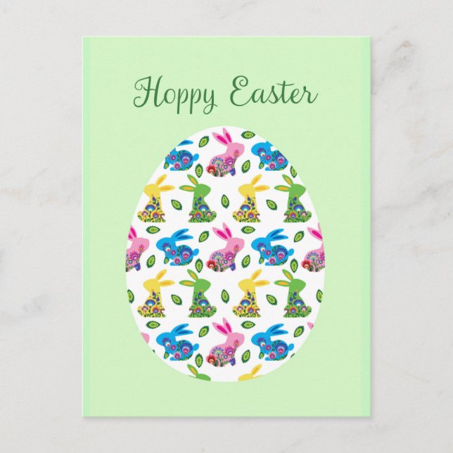 Hoppy Oaster Bunnies Minzgrün Postkarte (Vorderseite)