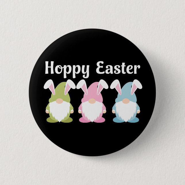 Hoppy Oaster Funny Bunny Oars Gnome Button (Vorderseite)