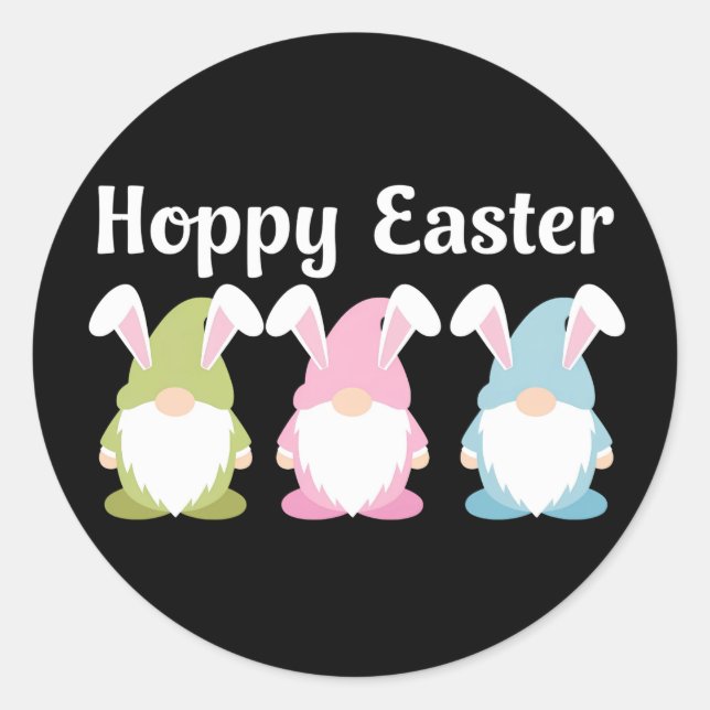Hoppy Oaster Funny Bunny Oars Gnome Runder Aufkleber (Vorderseite)