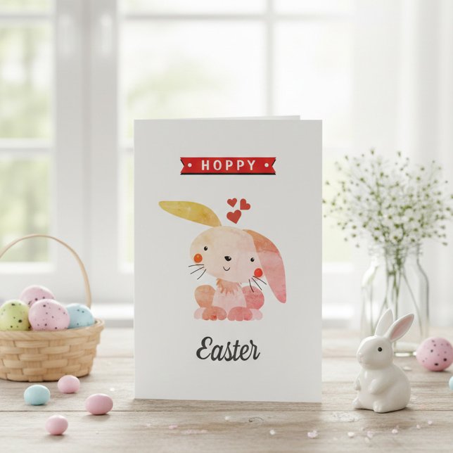 "Hoppy Oaster" Funny Whimsy Bunny Happy Oster Karte (Von Creator hochgeladen)