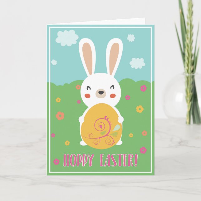 Hoppy Oaster Grußkarte Karte (Vorderseite)