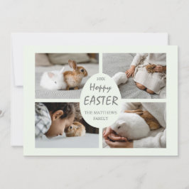 Hoppy Oaster Multi-Foto Card. Pastelgrün. Feiertagskarte