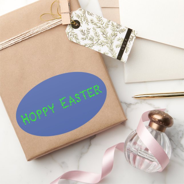 Hoppy Oaster Neon Green Ovaler Aufkleber (Schenken)
