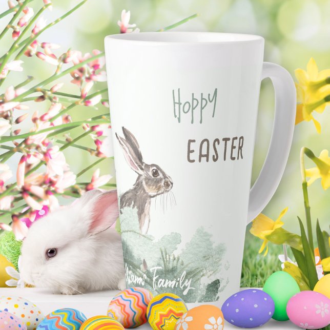 Hoppy Oaster Niedliche Blumenpastete Milchtasse (Hoppy Easter Bunny Cute Floral Pastel Latte Mug ©Susanne Sachers - Sunny Mind Design 🌞)
