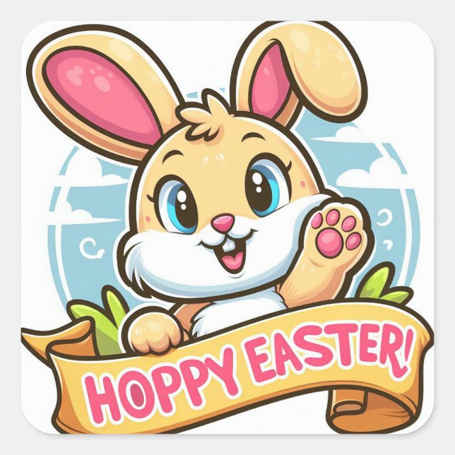 Hoppy Oaster Quadratischer Aufkleber (Vorderseite)