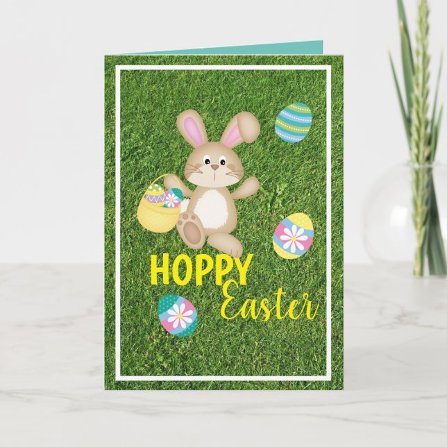 Hoppy Oaster Rabbit Faltkarte Karte (Vorderseite)