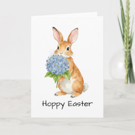 Hoppy Oaster Watercolor Hydrangea Bunny Dankeskarte